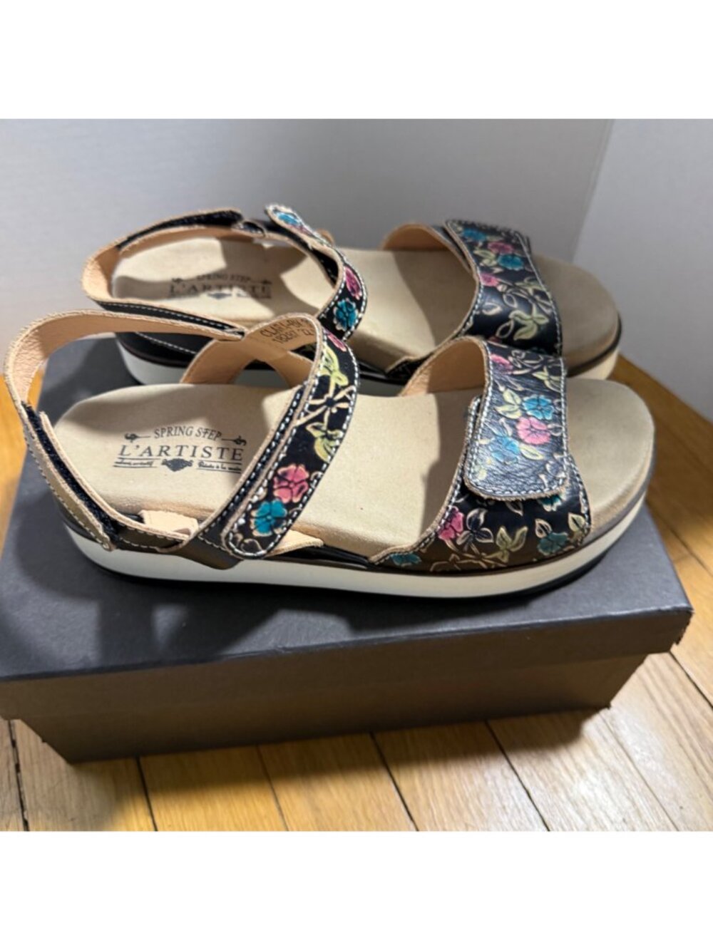 Spring Step L'Artiste Clara Womens Sandals EU38 Floral Leather Comfort Walking - Picture 9 of 16